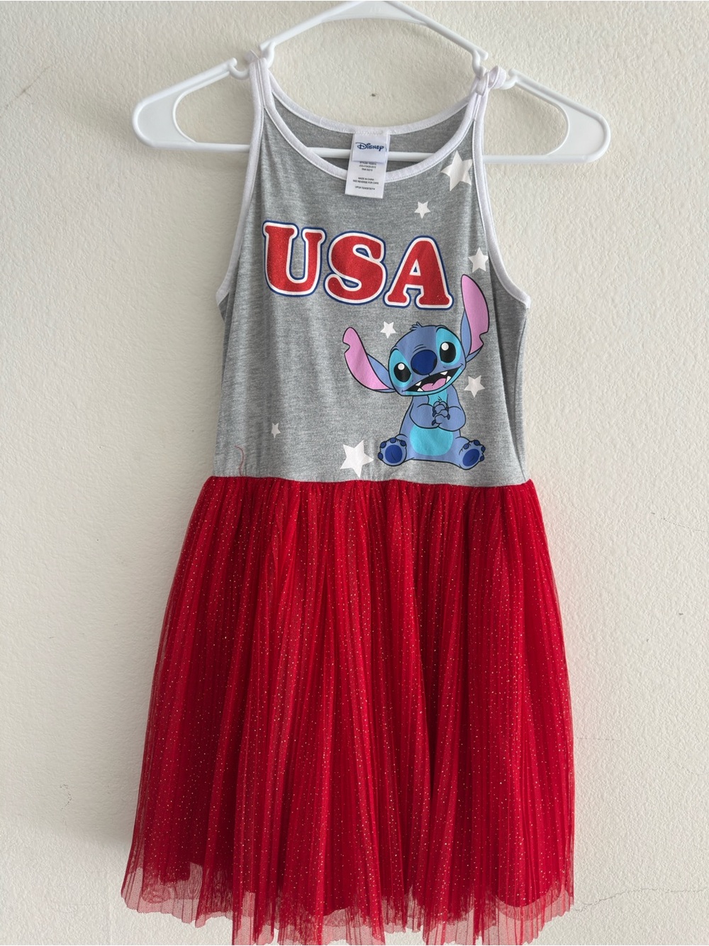 Disney Red Tulle USA Stitch Girls Dress
